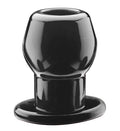 Large black tunnel plug with flared end, glossy finish