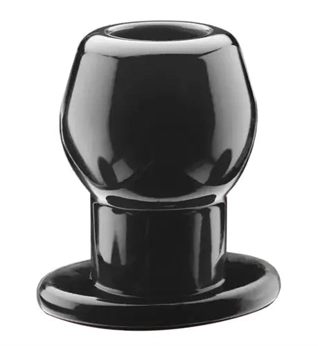 Large black tunnel plug with flared end, glossy finish