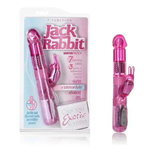 Pink 7-function Jack Rabbit waterproof vibrator, rabbit-shaped handheld