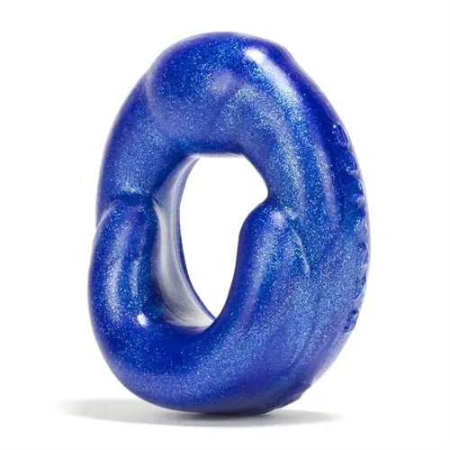 Padded U-shaped cockring, blue textured flexible ring