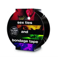 Black bondage tape roll packaging with sex ties and bondage tape text