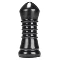 Black glossy bullet toy with ribbed midsection