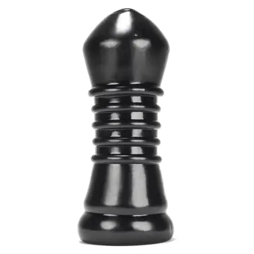 Black glossy bullet toy with ribbed midsection