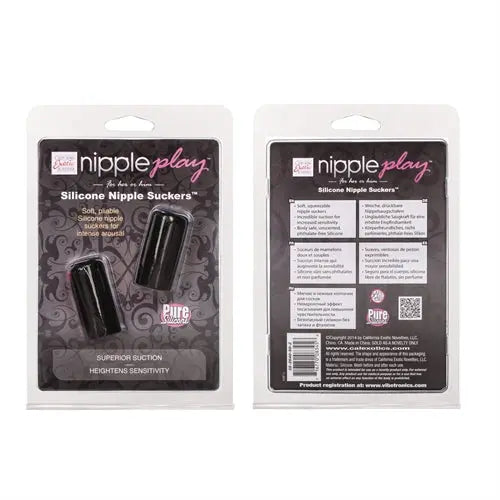 nipple play silicone nipple suckers, black suction cups in blister pack