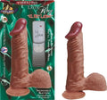Lifelike vibrating sex toy with ribbed maroon shaft and rounded base