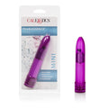 Mini bullet vibrator, glossy purple with curved tip and ridged base