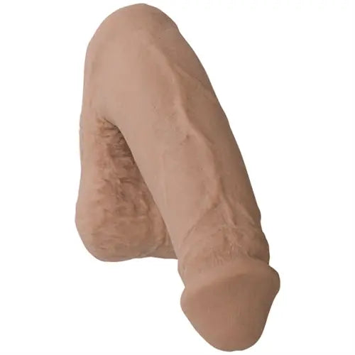 Caramel padded pouch with curved handle