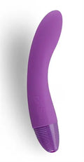 Purple curved silicone massager with ribbed base