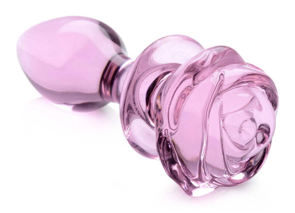 Pink Rose Glass Anal Plug - Medium – body-safe materials | Fu'Cha Exotics