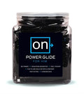 On Power Glide for Him fishbowl jar, black capsules and blue label