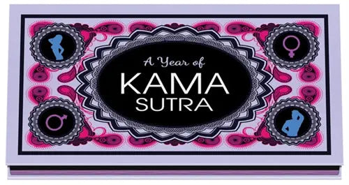 Decorative Kama Sutra title box with patterned pink and black frame