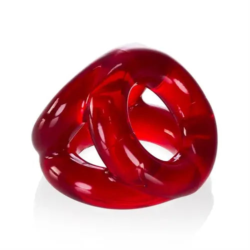 Tri Sport 3 ring sling jock, glossy clear red pouch with cutout