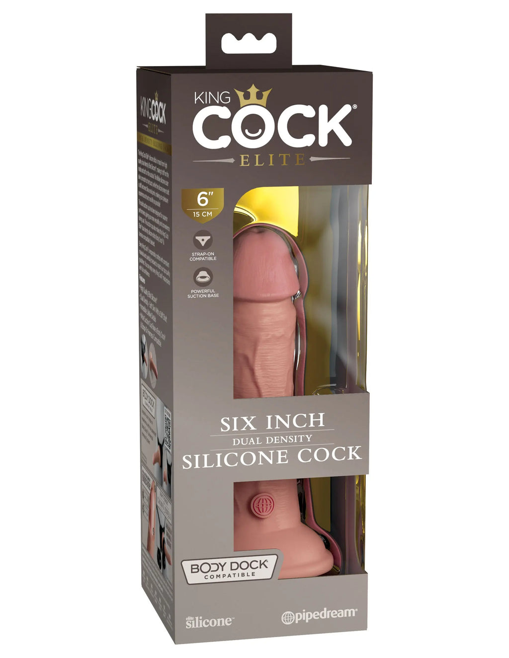 King Cock Elite 6 Inch Silicone Dual Density Cock - Light – body-safe materials | Fu'Cha Exotics