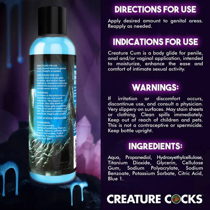 Creature Cum Blue Water-Based Lubricant 8oz – body-safe materials | Fu'Cha Exotics