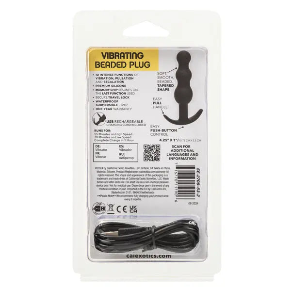 Boundless Vibrating Beaded Plug - Black – body-safe silicone 10 vibration modes | Fu'Cha Exotics