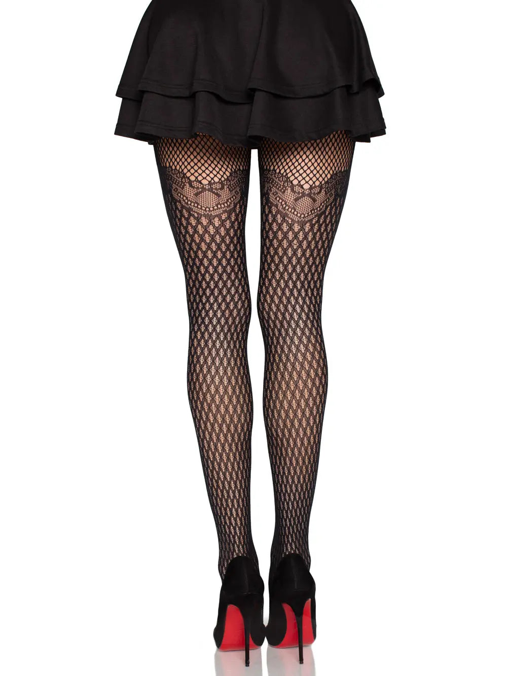 Gilded Grid Net Tights With Bow Lace Top - Os - Black – body-safe materials | Fu'Cha Exotics