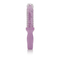 Purple locking vaginal dilator with ridged shaft and grip handle