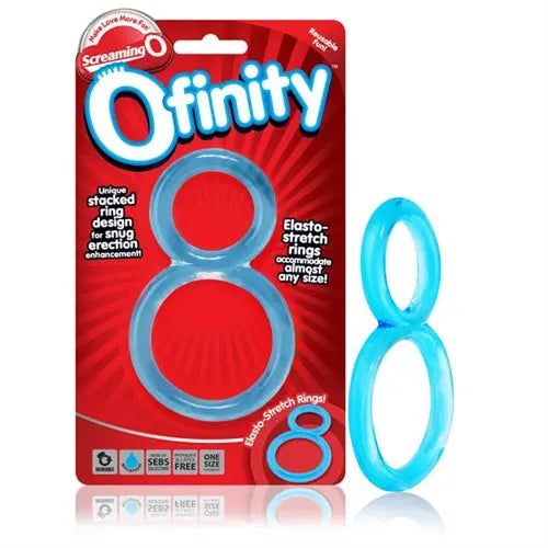 Ofinity double ring set in blue with two stretch loops