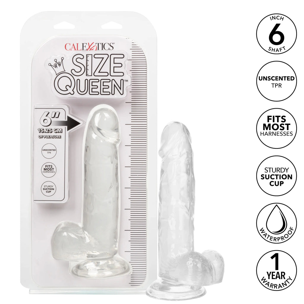 Size Queen 6 inch/15.25 Cm - Clear – body-safe materials fully waterproof | Fu'Cha Exotics