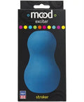 Blue mood exciter stroker in box, black package with blue product silhouette.