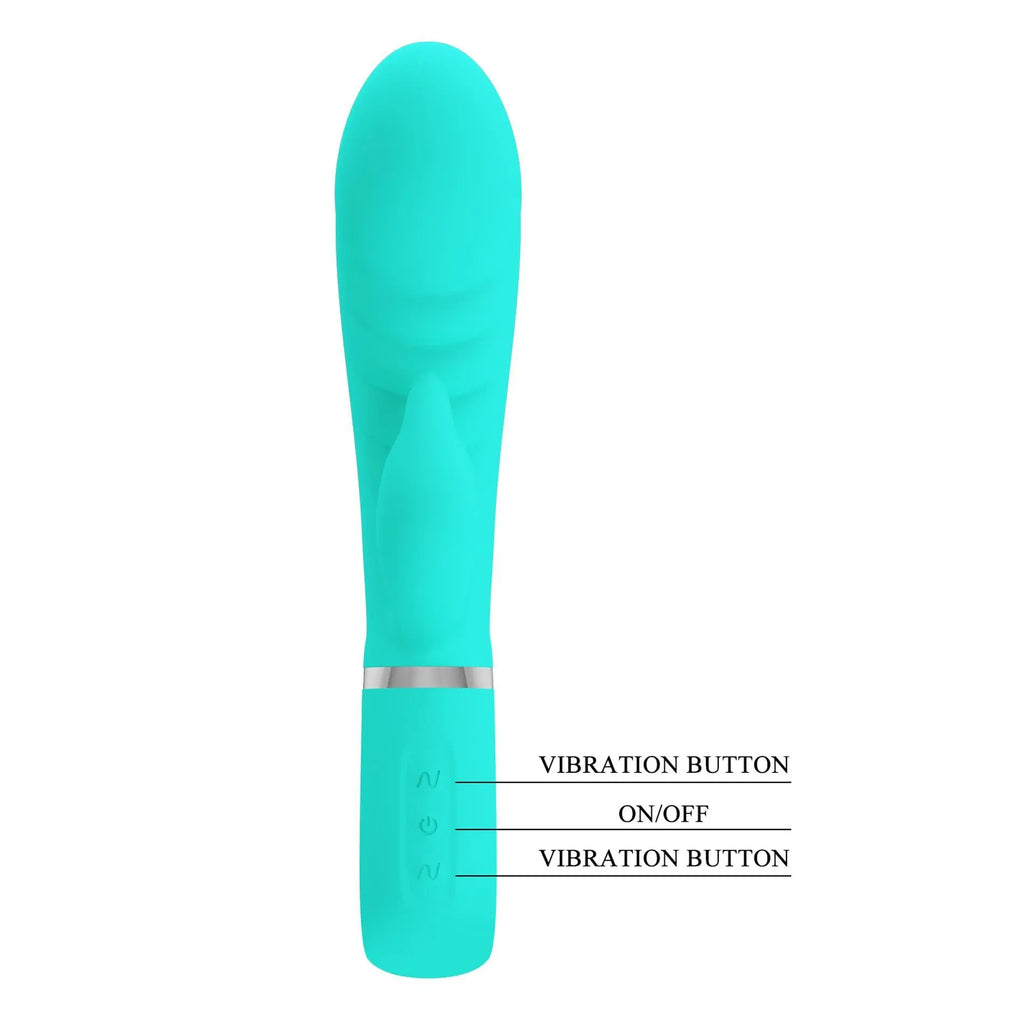 Prescott Super Soft Rabbit Silicone Vibrator - Vibrator -Teal – body-safe materials | Fu'Cha Exotics