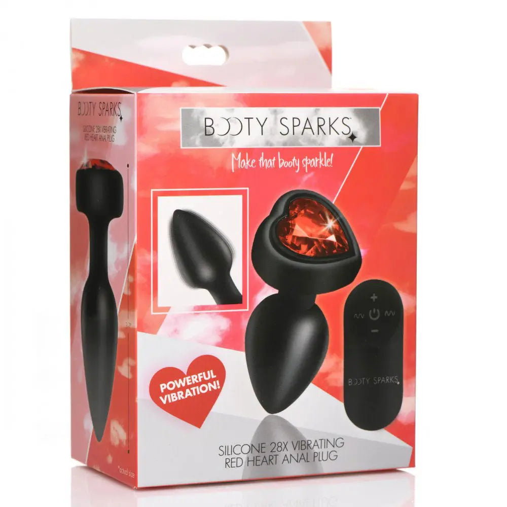 28x Silicone Vibrating Red Heart Anal Plug With Remote - Small – body-safe silicone 11 vibration modes | Fu'Cha Exotics