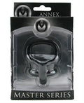 Black erection enhancer device in clear blister pack with Master Series label