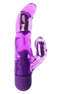 Purple curved personal massager with metallic finish