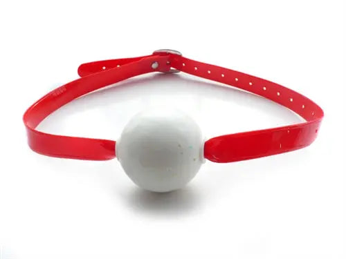Red strap gag with white ball