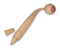 Beige novelty magnet pen with ribbed grip and red magnetic tip