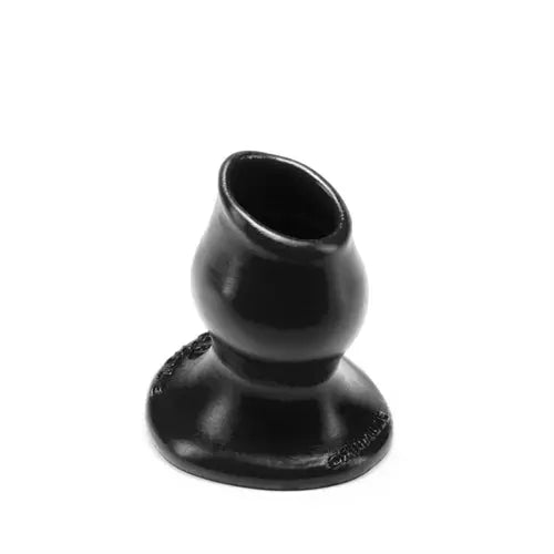 Black small butt plug with wide base and flared tapered tip