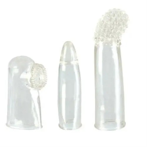 Plastic sex toy set with three textured tips
