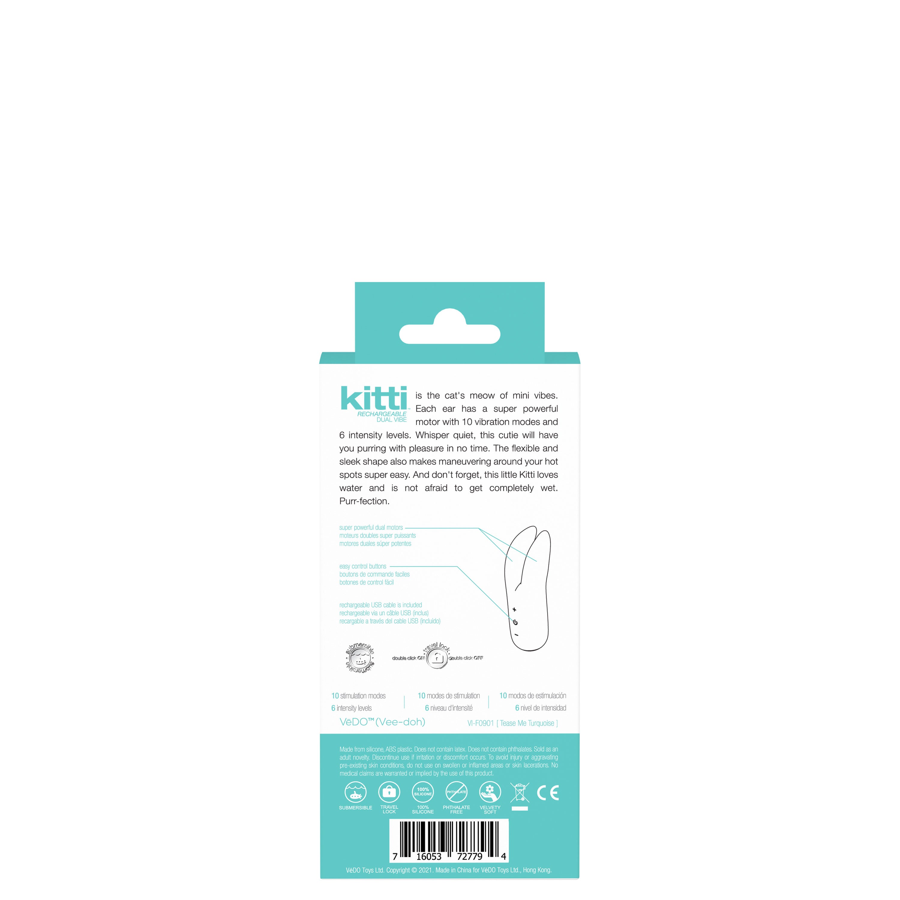 Kitti Rechargeable Dual Vibe - Tease Me Turquoise
