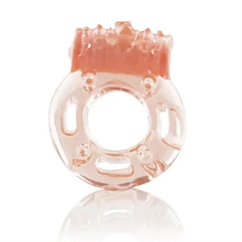 Vibrating erection ring in translucent pink with raised nodes and circular opening