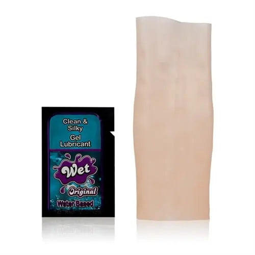 Masturbator sleeve, pale nude silicone tube with open end