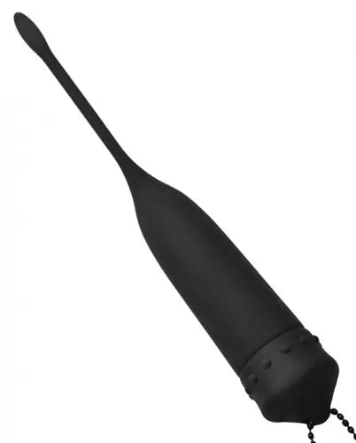 Black silicone vibrating sound wand with textured grip and rounded tip