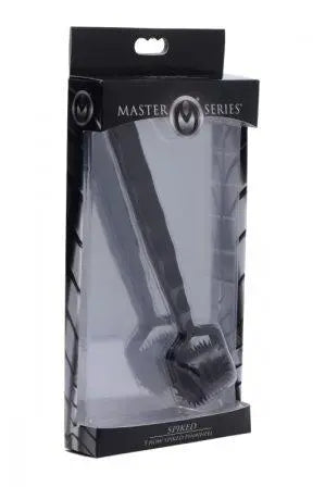 Spiked 5-row pinwheel toy in black retail packaging with clear window