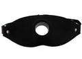 Black locking open-mouth gag with circular mouth opening and side fasteners