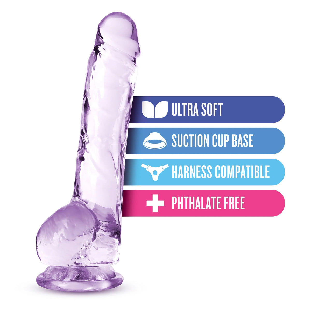 Naturally Yours - 8 Inch Crystalline Dildo - Amethyst – body-safe materials | Fu'Cha Exotics
