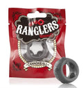 Ringo Ranglers toy ring, dark gray Cannonball style, in red blister pack