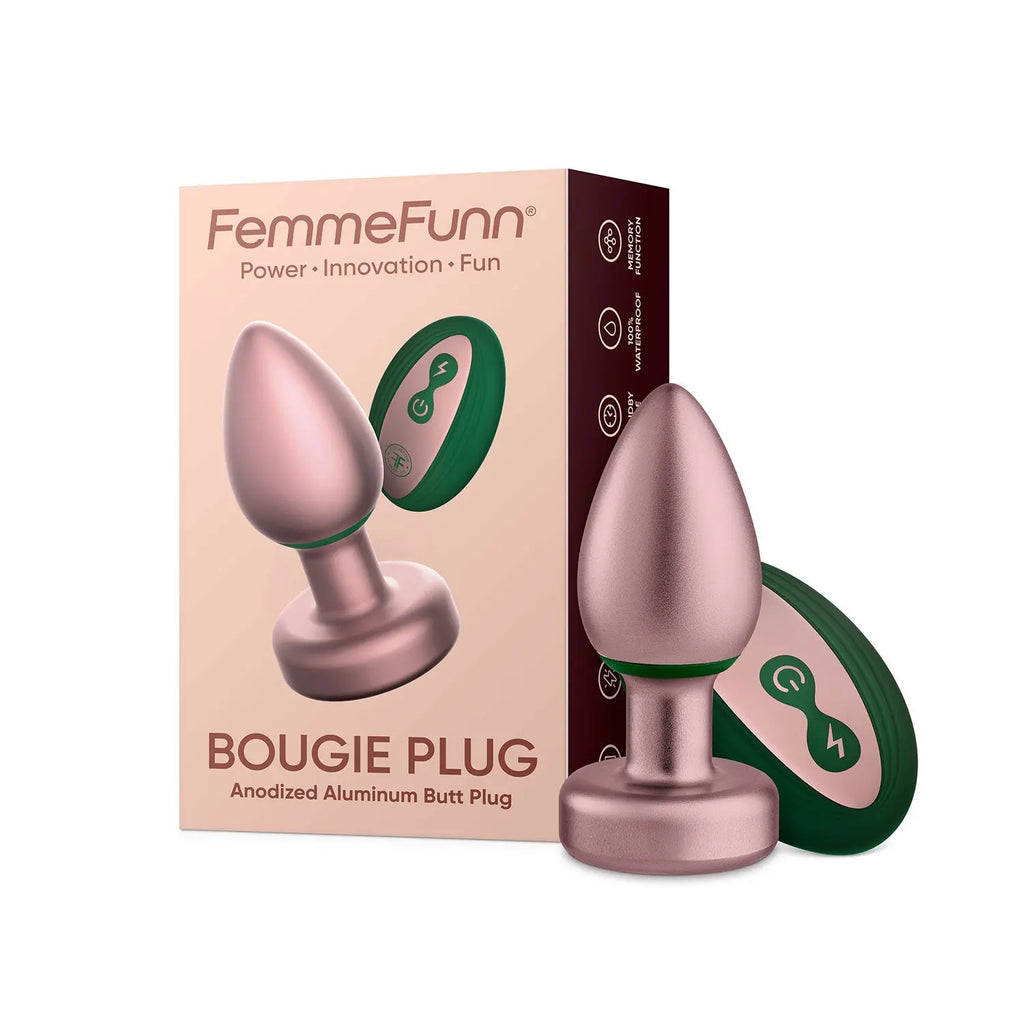Bougie Plug Anodized Aluminum Butt Plug - Rose Gold – aluminum 11 vibration modes | Fu'Cha Exotics