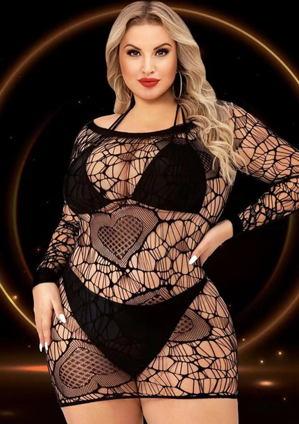 Long Sleeve Mini Dress - Queen Size - Black – body-safe materials | Fu'Cha Exotics