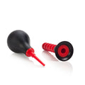 Anal douche kit with black bulb and red nozzle and valve