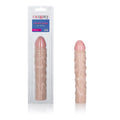Ivory duo pleasure dildo with ribbed texture, pink-beige color, dual-tone tip