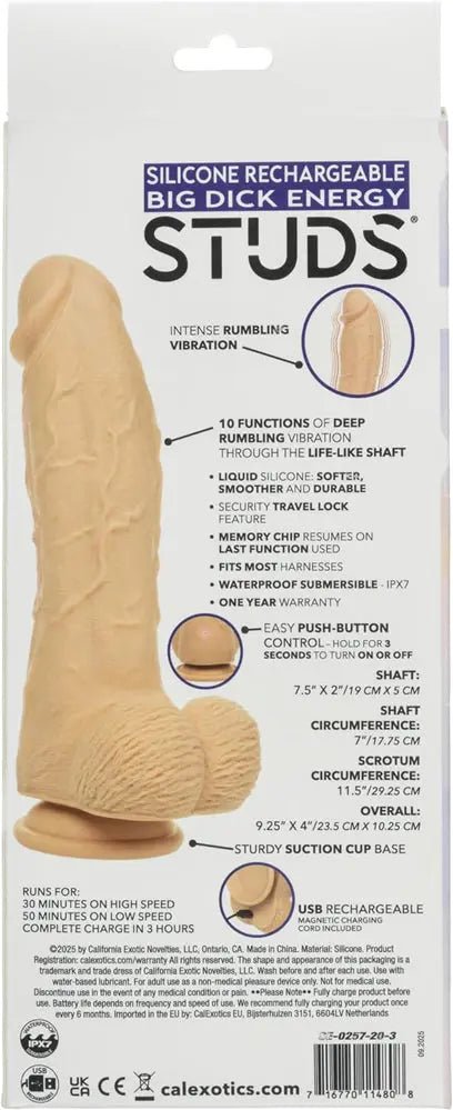 Silicone Rechargeable Big Dick Energy Studs - Ivory – body-safe materials | Fu'Cha Exotics