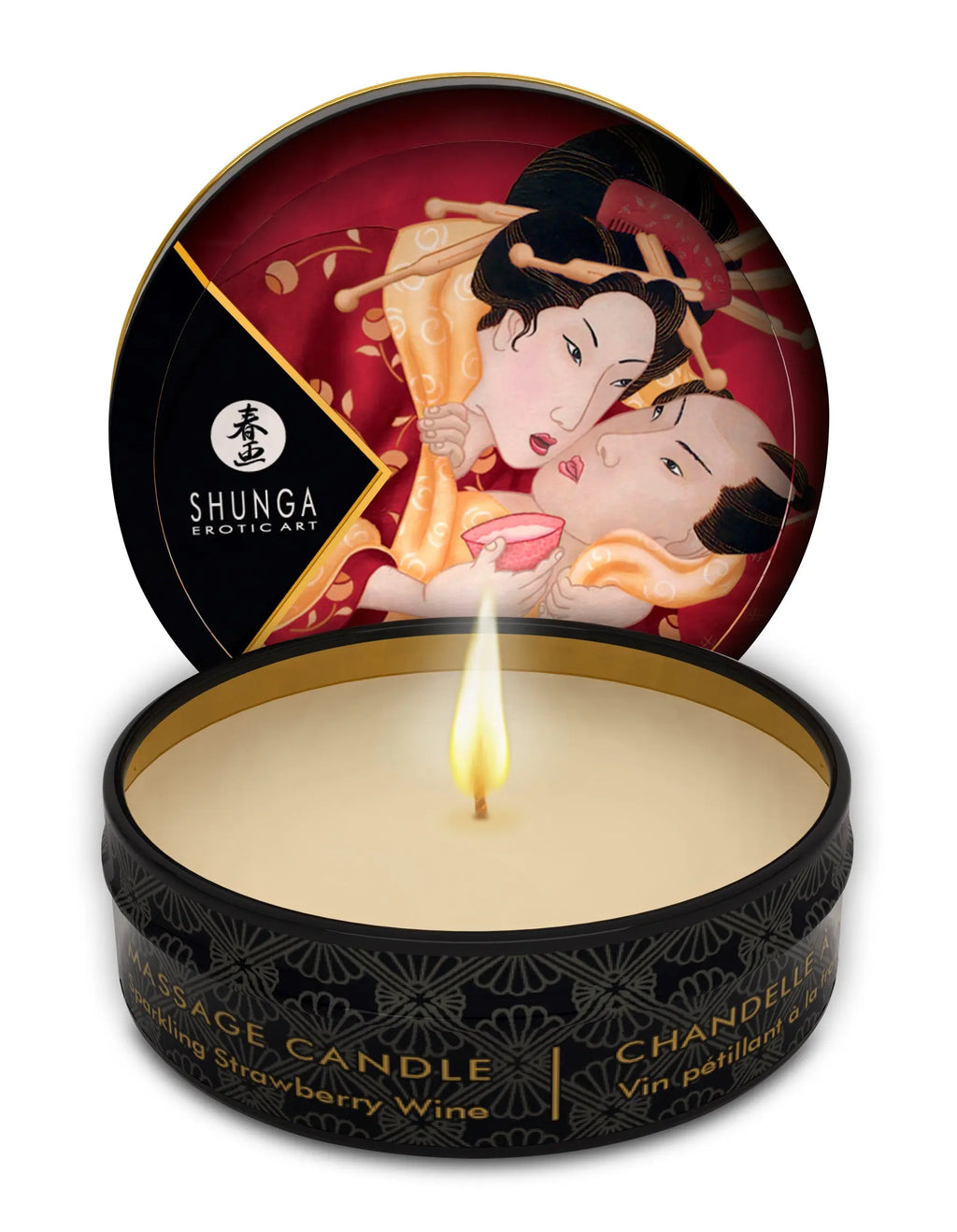 Mini Massage Candle - Romance - Sparkling Strawberry Wine - 1 Fl. Oz. – body-safe materials | Fu'Cha Exotics
