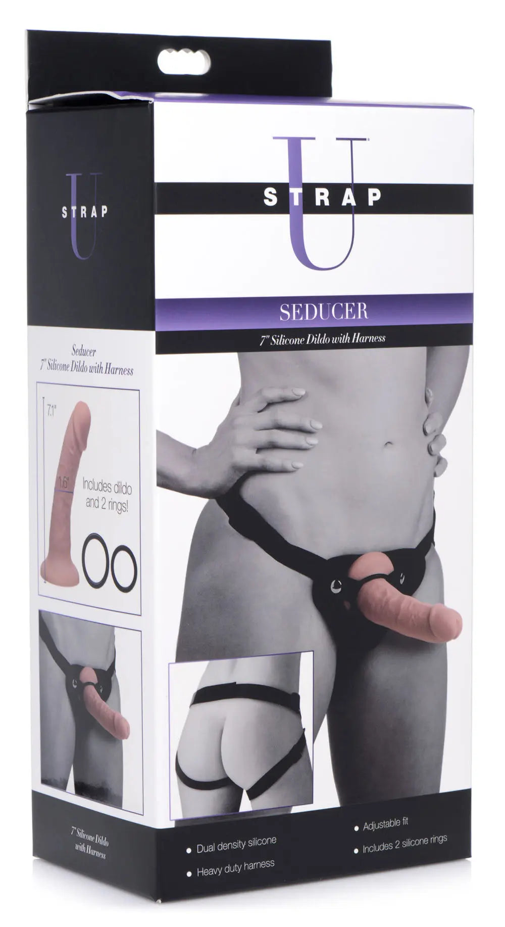 Seducer 7 Inch Silicone Dildo With Harness – body-safe materials | Fu'Cha Exotics