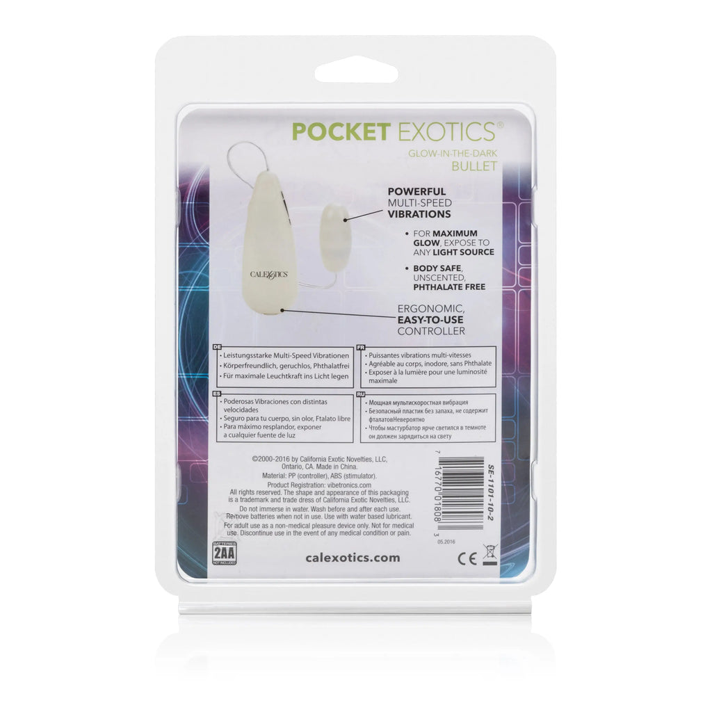 Glow-in-the-Dark Pocket Exotics Vibrating Glowing Bullet – body-safe materials | Fu'Cha Exotics