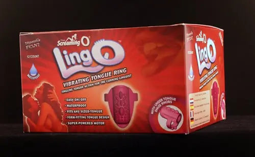 Ling-O vibrating tongue ring 12-count box packaging with red design