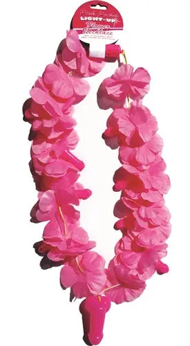 Light-up flower necklace with layered pink fabric blooms